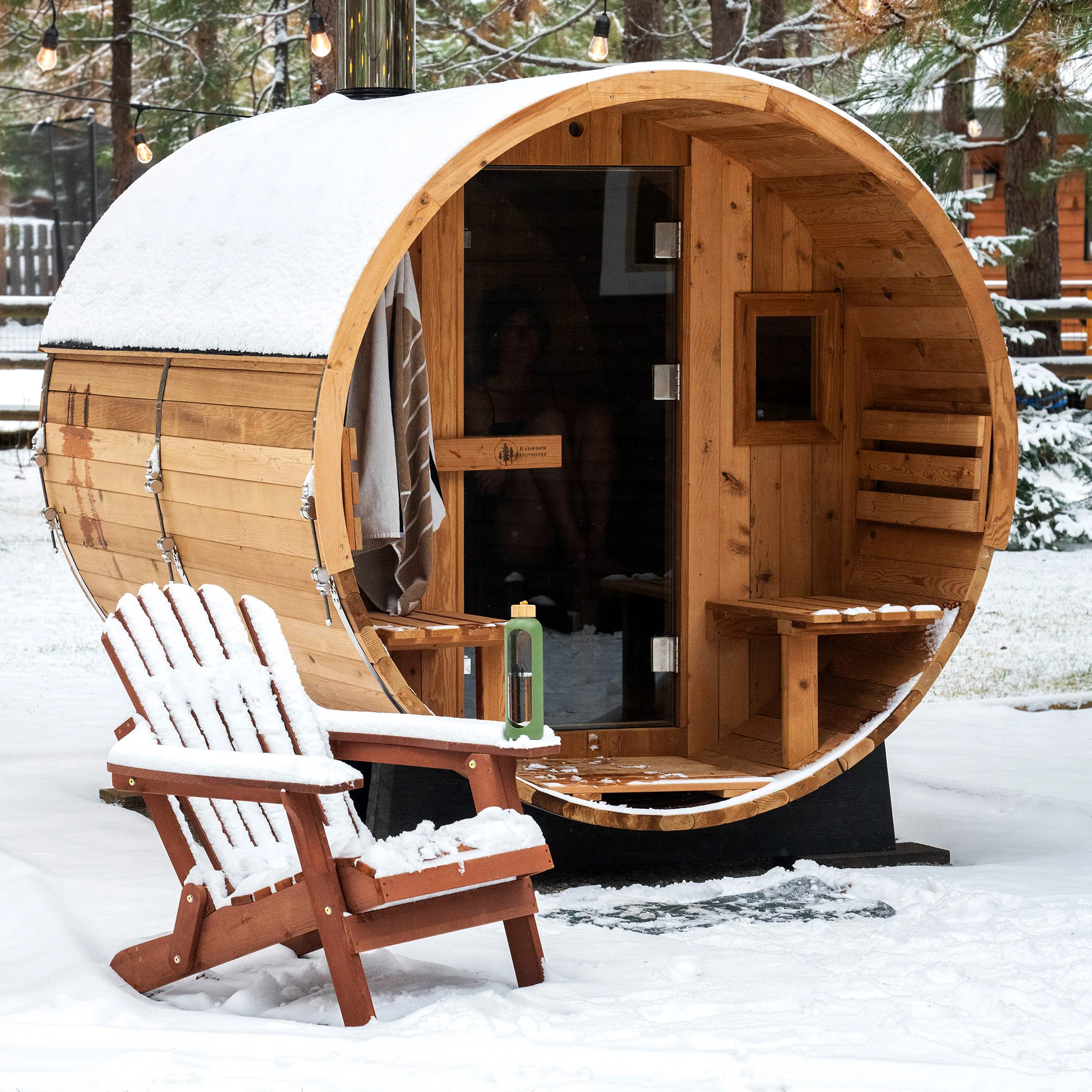 Barrel Outdoor Sauna w/ Porch - 6 Person - Image 3