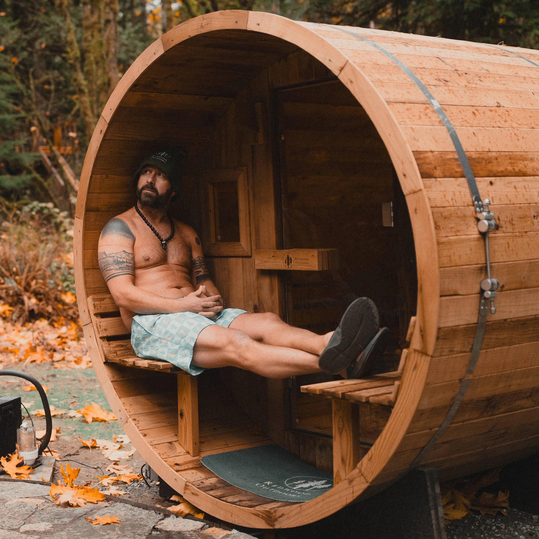 Barrel Outdoor Sauna w/ Porch - 6 Person - Image 5