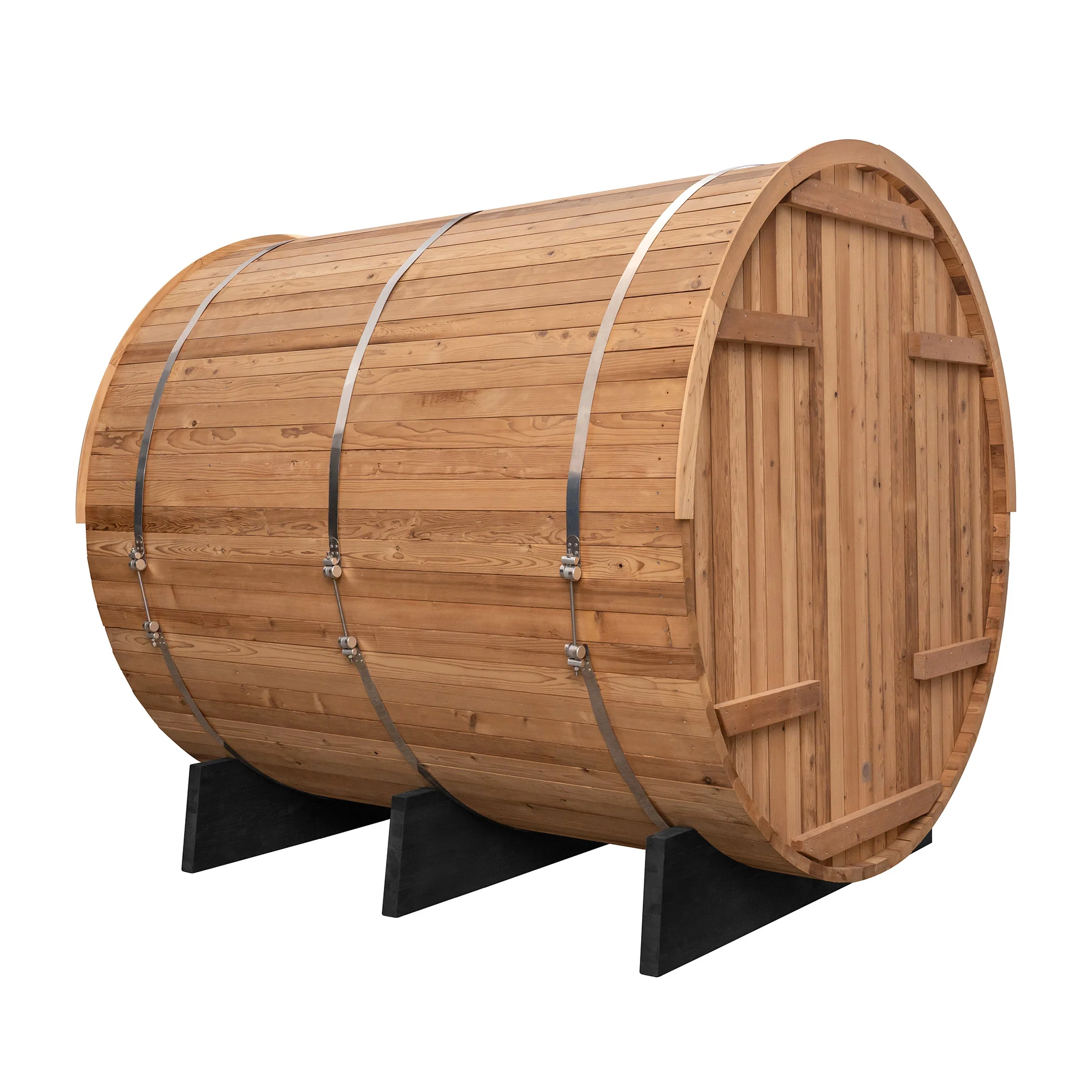 Extra-Wide Barrel Outdoor Sauna w/ Porch - 6 Person - Image 3
