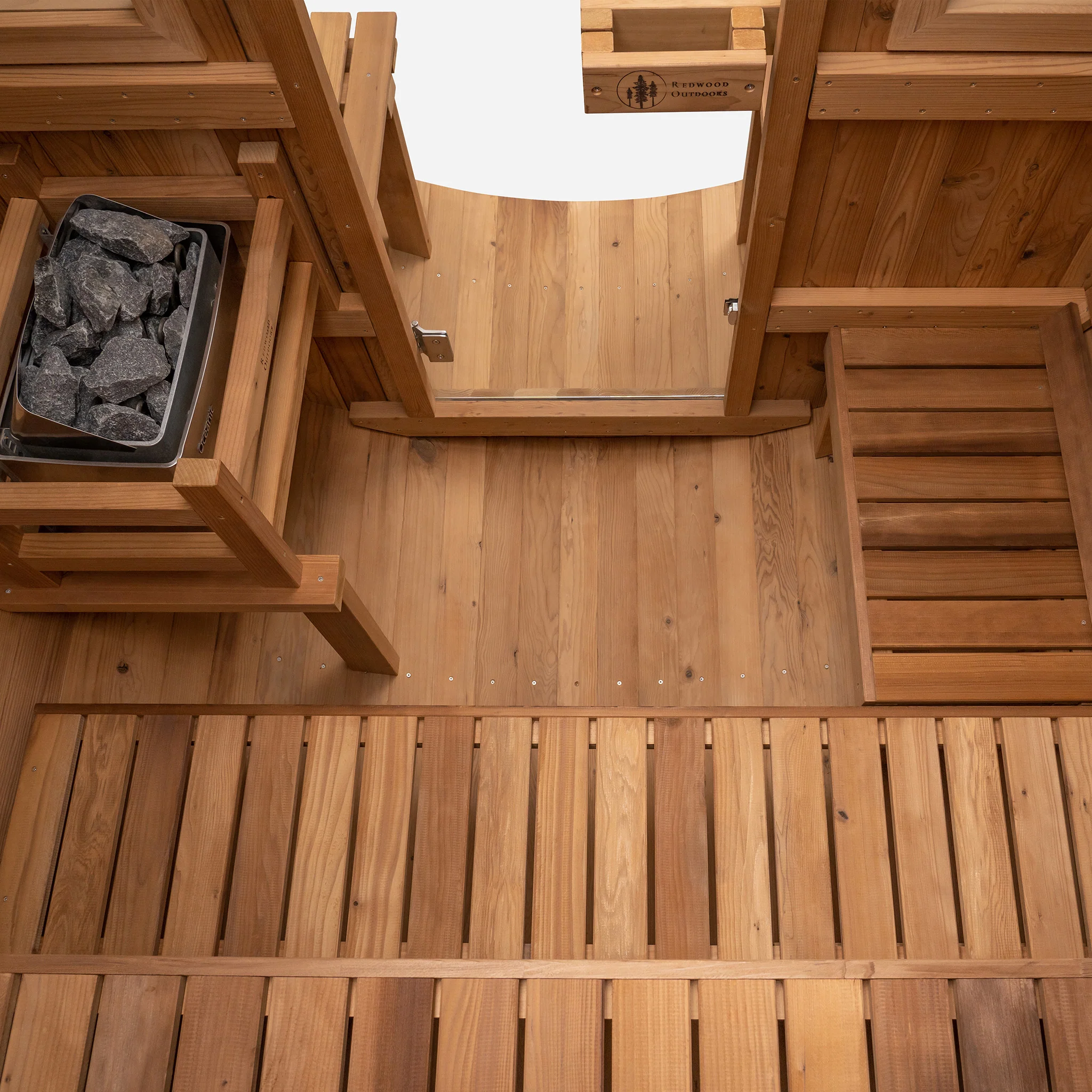 Extra-Wide Barrel Outdoor Sauna w/ Porch - 6 Person - Image 8